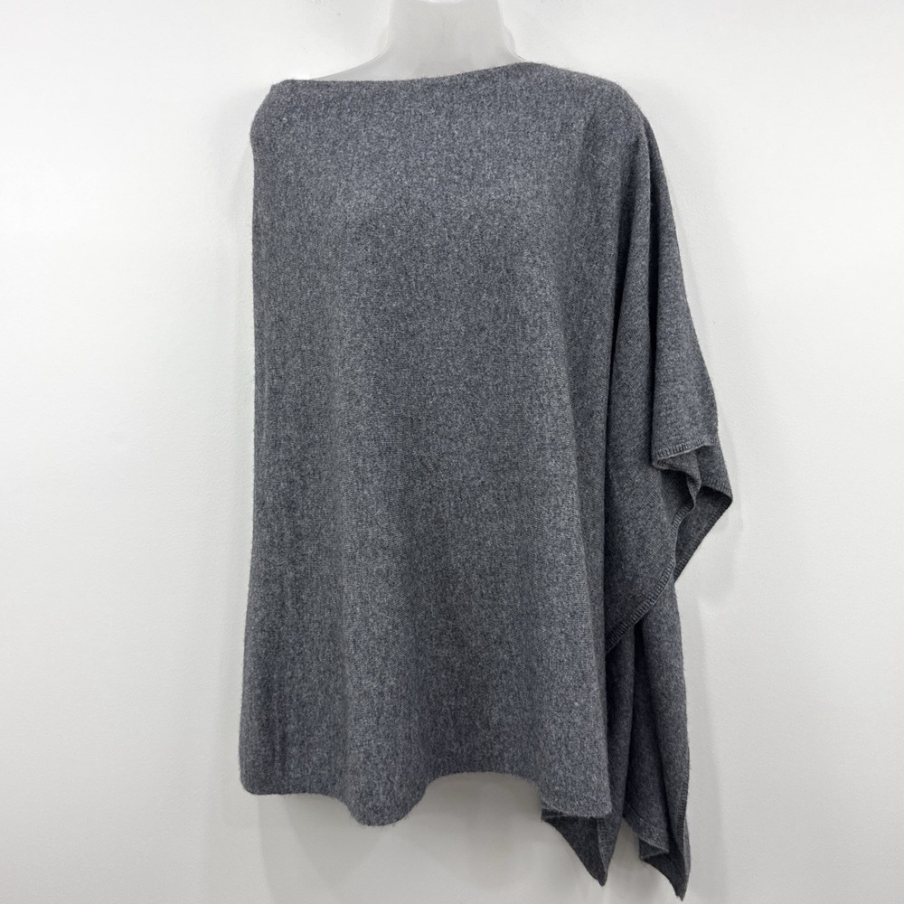 Fincati Cashmere Poncho OS Gray Quiet Luxury Old Money Asymmetrical Capsule